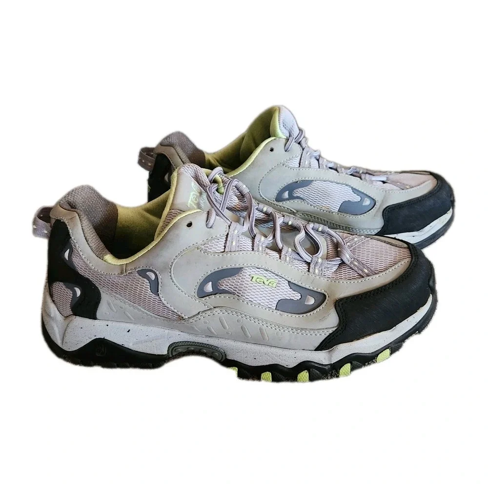 Teva Hiking Shoes Gray w/ Green Accents Low Top‎ Lace Up Women's 9.5